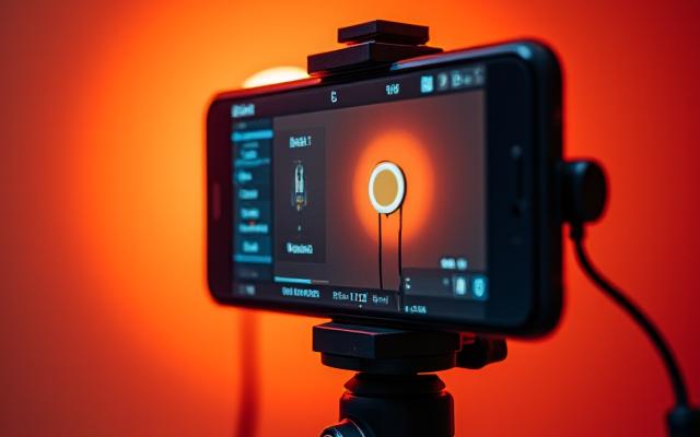 Pessoa gravando conteúdo de vídeo curto